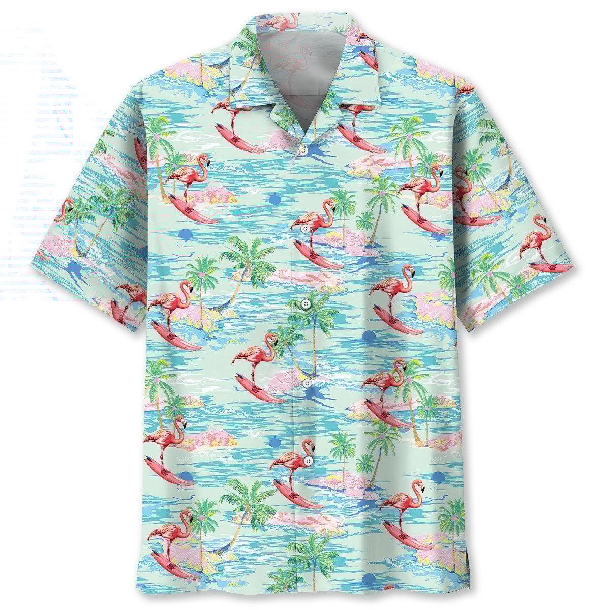 Flamingo Retro Beach Hawaiian Shirt
