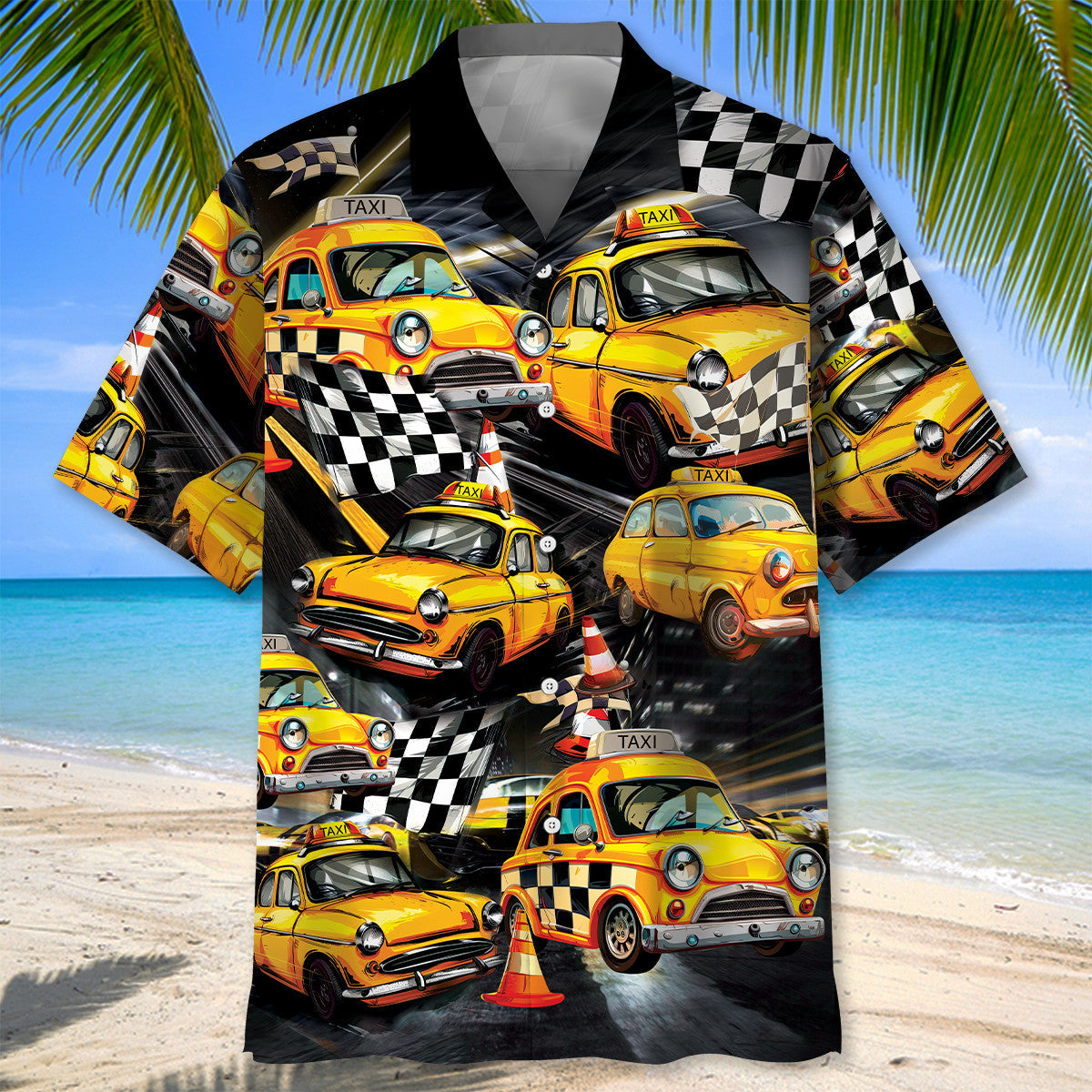 Drag Racing Yellow Taxi Car Street Style – Hawaiian Shirt
