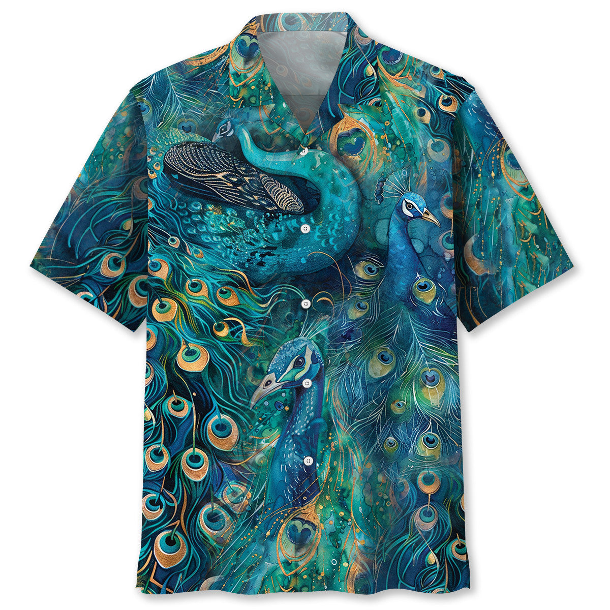 Peacock Teal Tropical Style – Hawaiian Shirt
