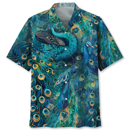 Peacock Teal Tropical Style – Hawaiian Shirt
