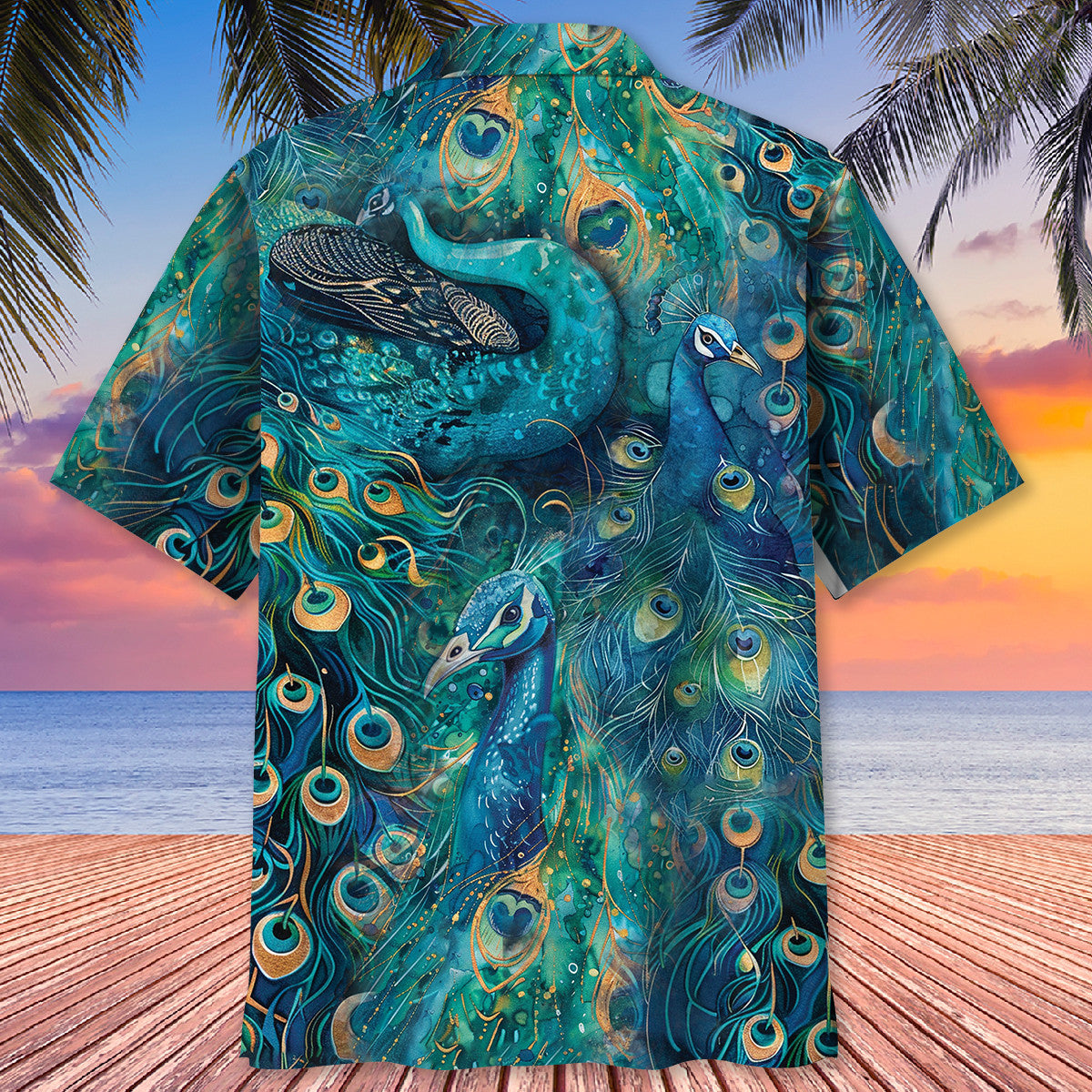 Peacock Teal Tropical Style – Hawaiian Shirt