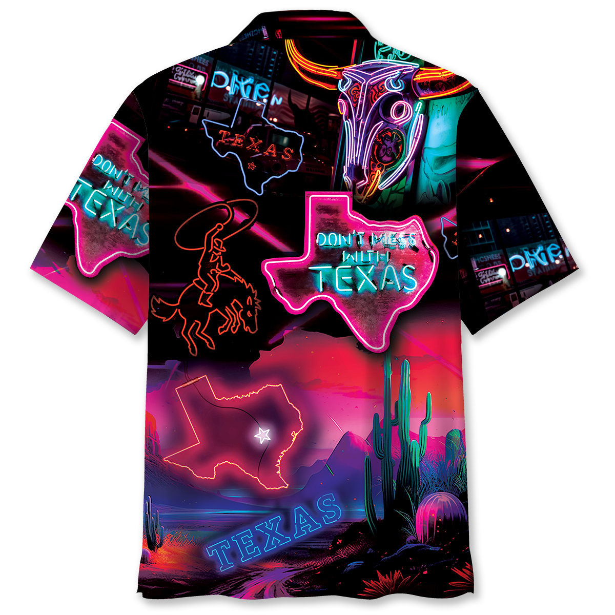 Don't Mess With Texas Neon Style Hawaiian Shirt