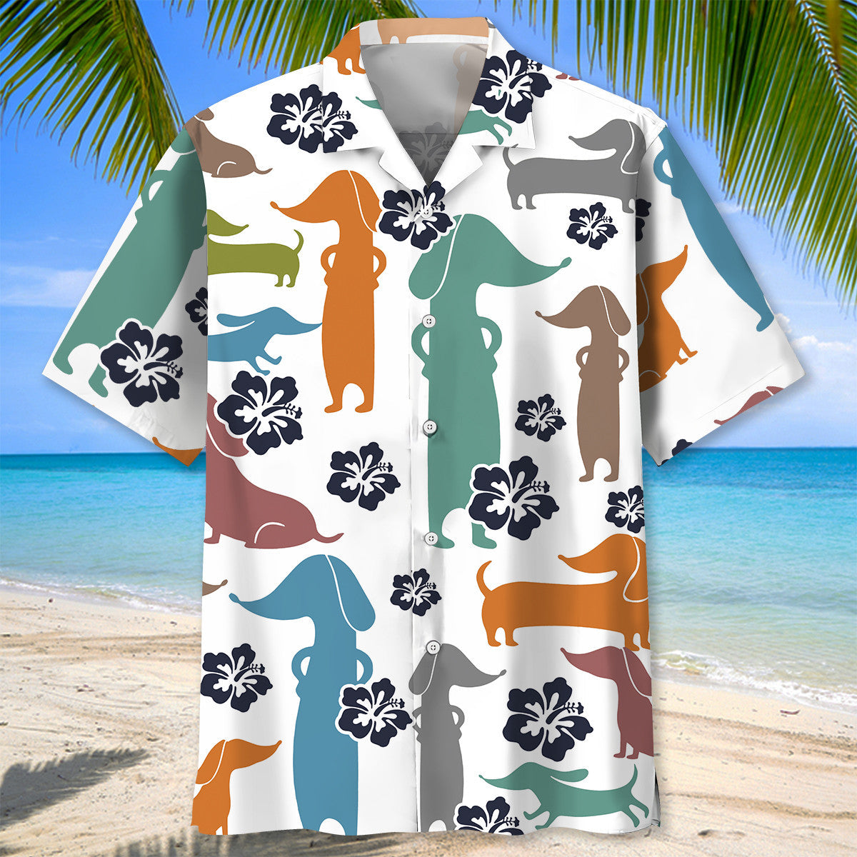 Funny Hibiscus Dachshund Tropical Style – Hawaiian Shirt