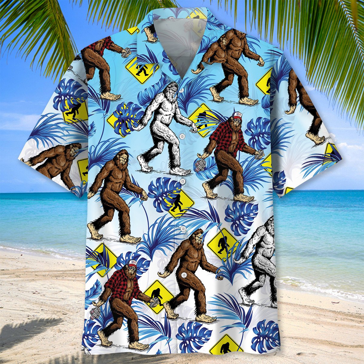 Bigfoot Crossing Road Forest Style – Hawaiian Shirt