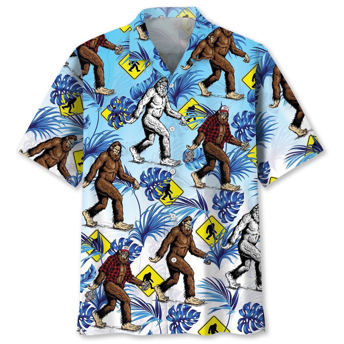 Bigfoot Crossing Road Forest Style – Hawaiian Shirt