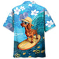 Funny Dachshund Surfing Hibiscus Style – Hawaiian Shirt