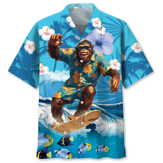 Bigfoot Surfing Tropical Style – Hawaiian Shirt