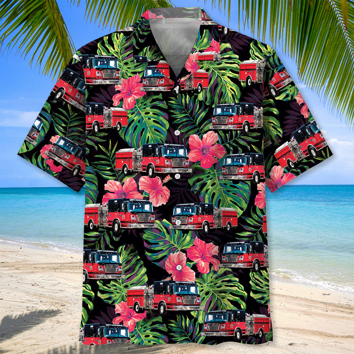 Funny Firefighter Truck Hawaiian Shirt