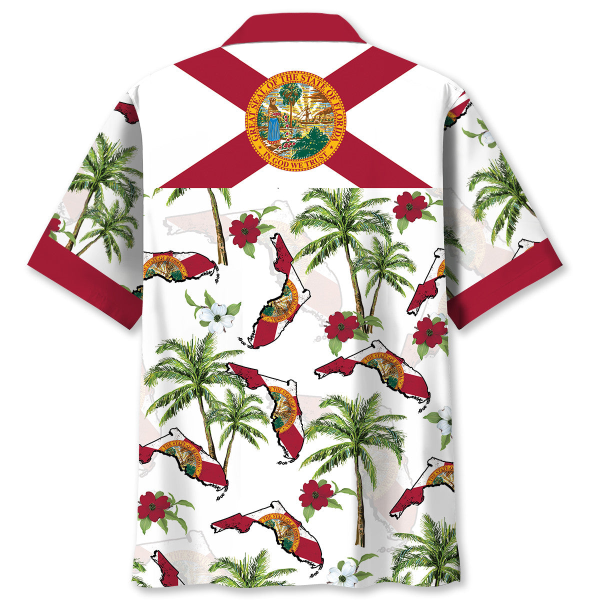 Florida Tropical Palm Map Style – Hawaiian Shirt
