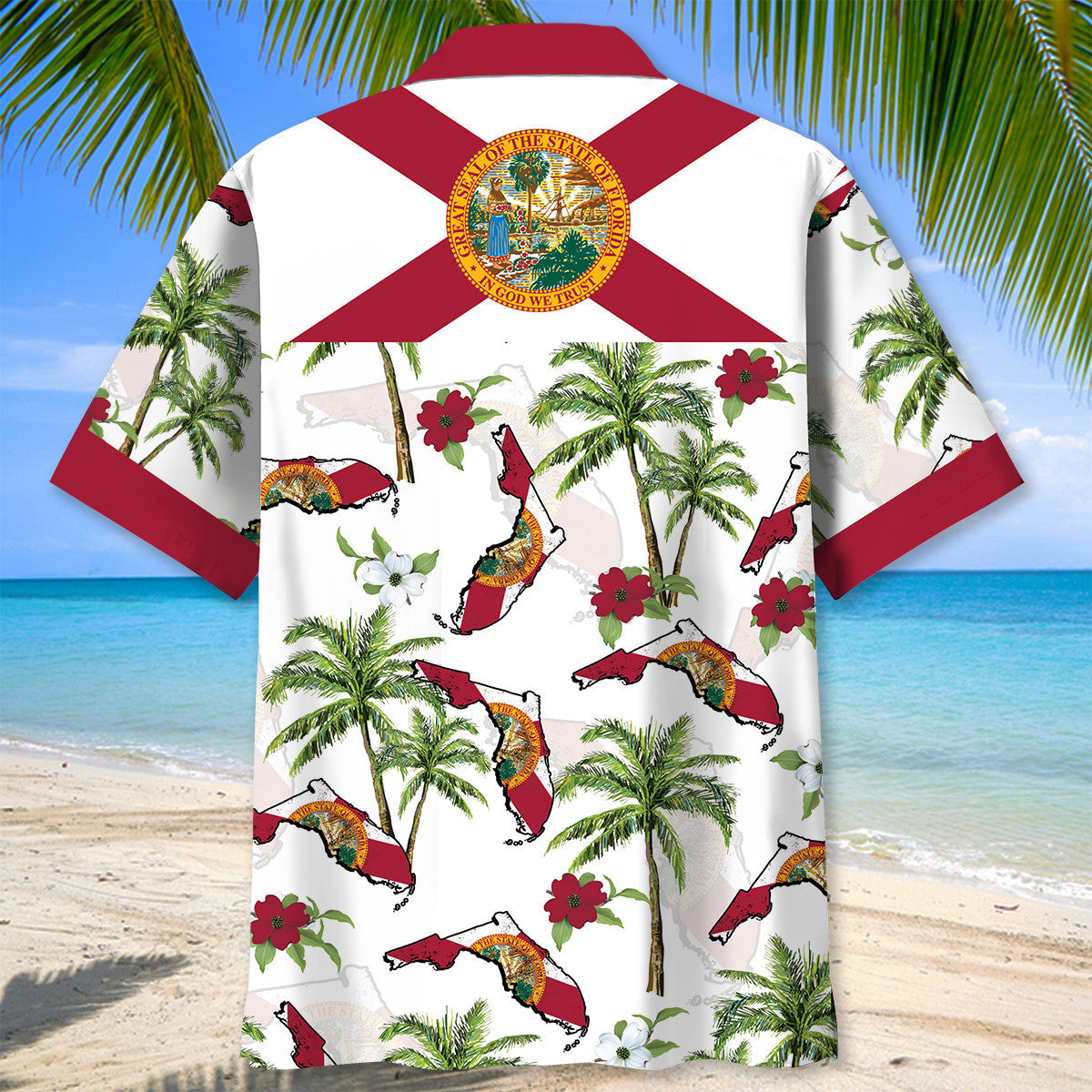 Florida Tropical Palm Map Style – Hawaiian Shirt