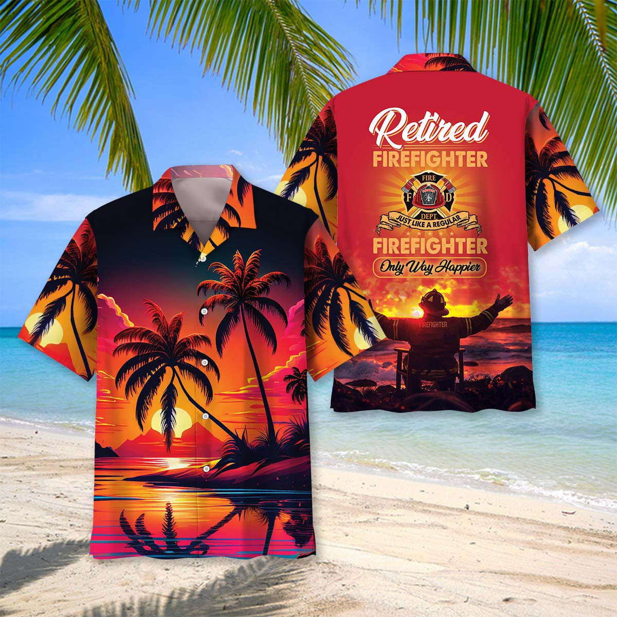 Firefighter Retirement Tropical Tribute Style – Hawaiian Shirt
