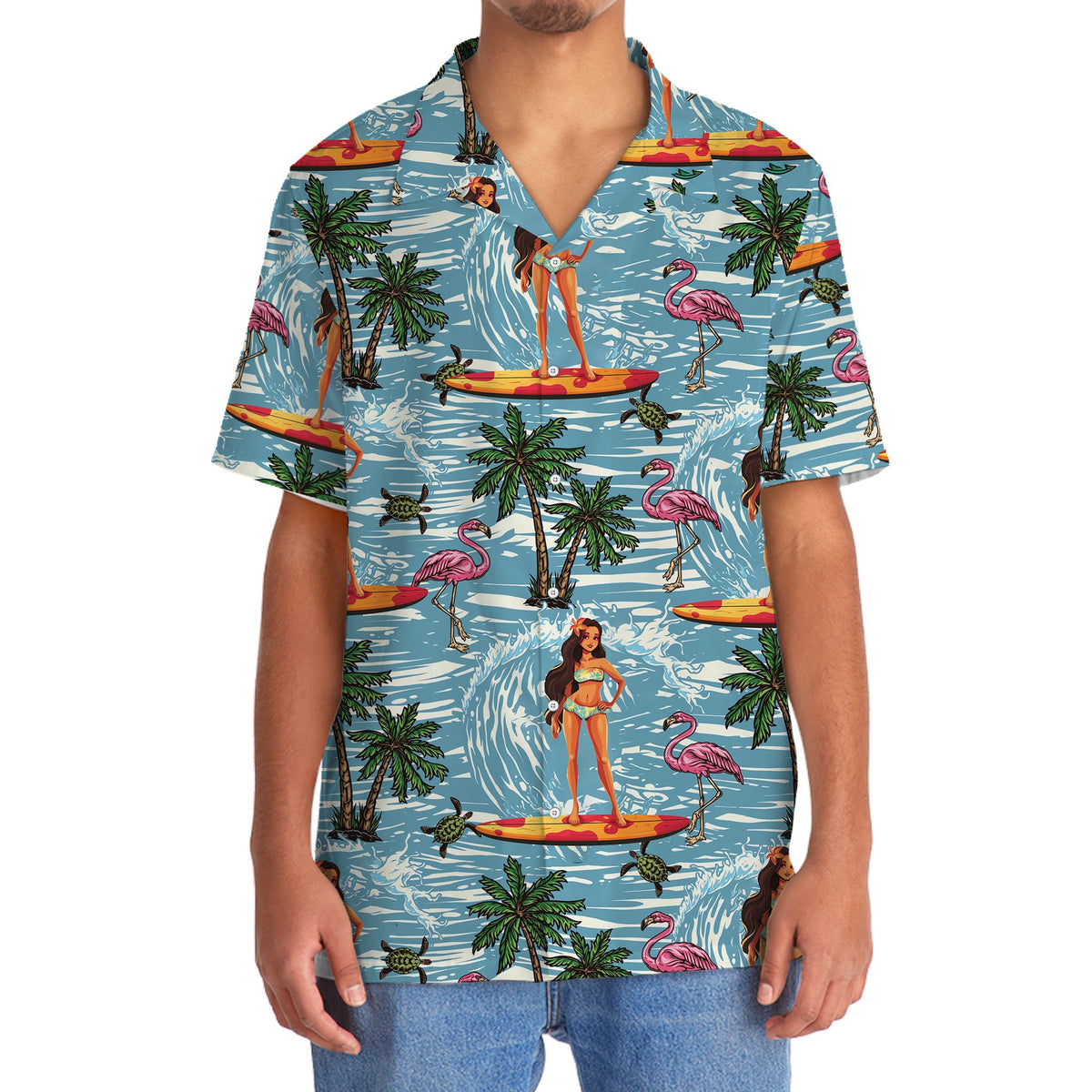 Surfing Aloha Girl Tropical Style – Hawaiian Shirt