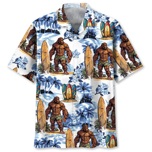 Surfing Bigfoot Surfboard Tropical Style – Hawaiian Shirt