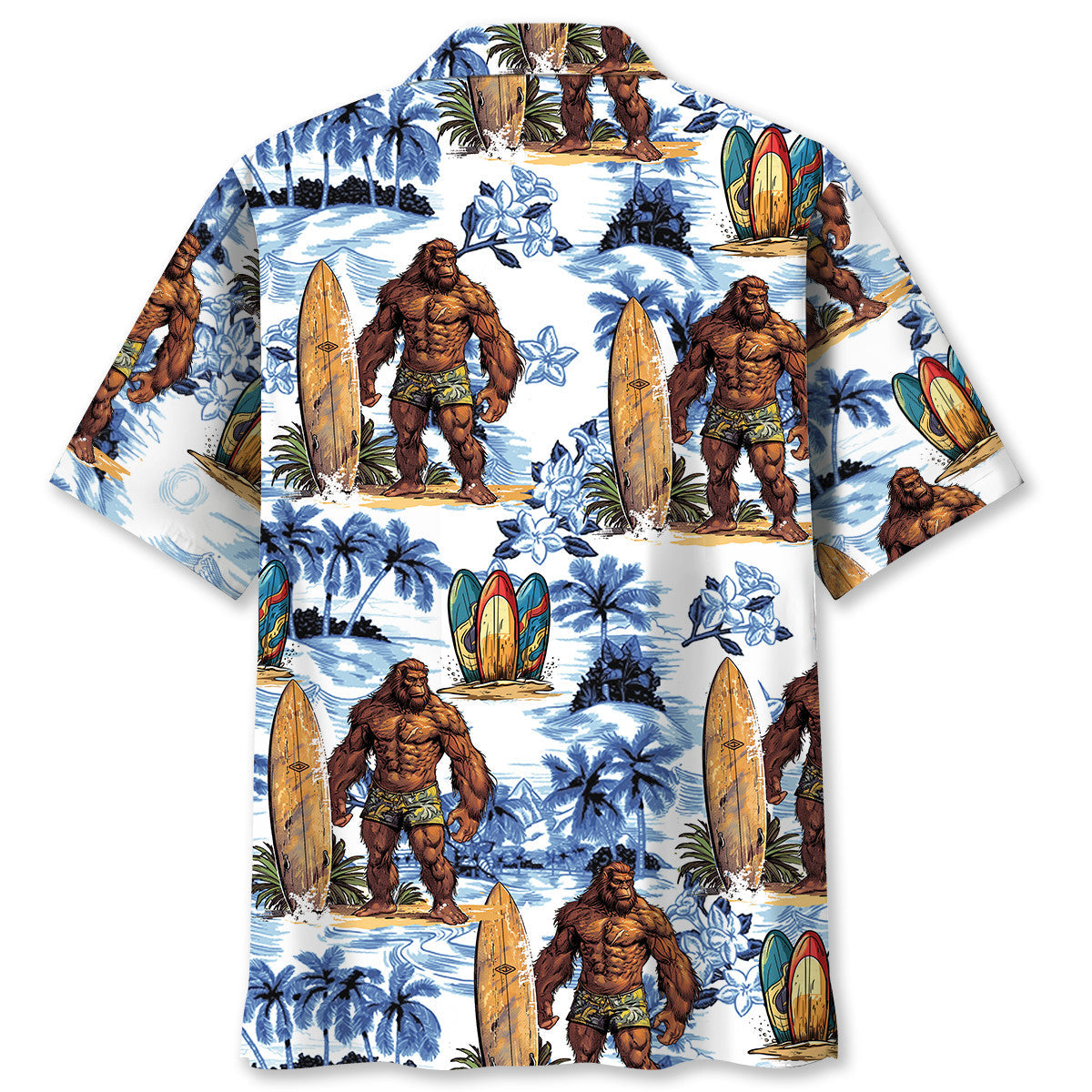 Surfing Bigfoot Surfboard Tropical Style – Hawaiian Shirt