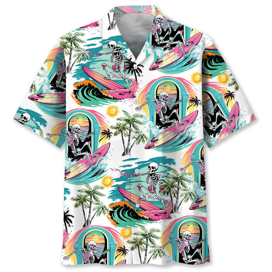 Skull Surfing Beach Wave Style – Hawaiian Shirt