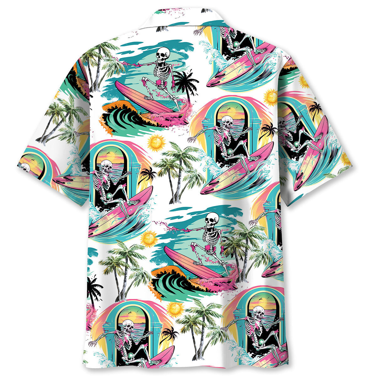 Skull Surfing Beach Wave Style – Hawaiian Shirt