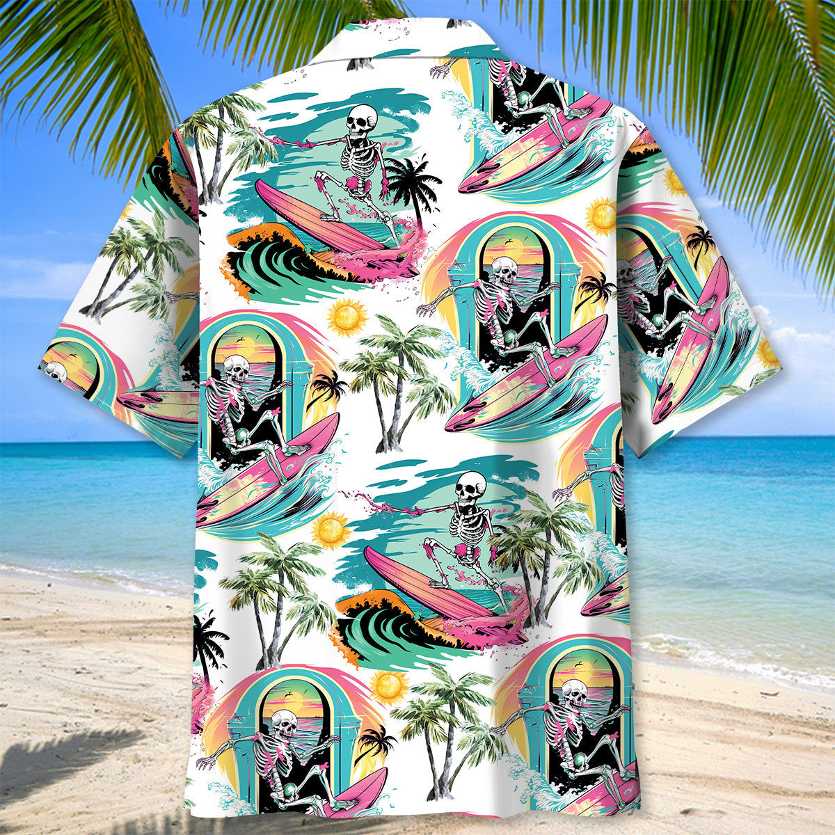 Skull Surfing Beach Wave Style – Hawaiian Shirt