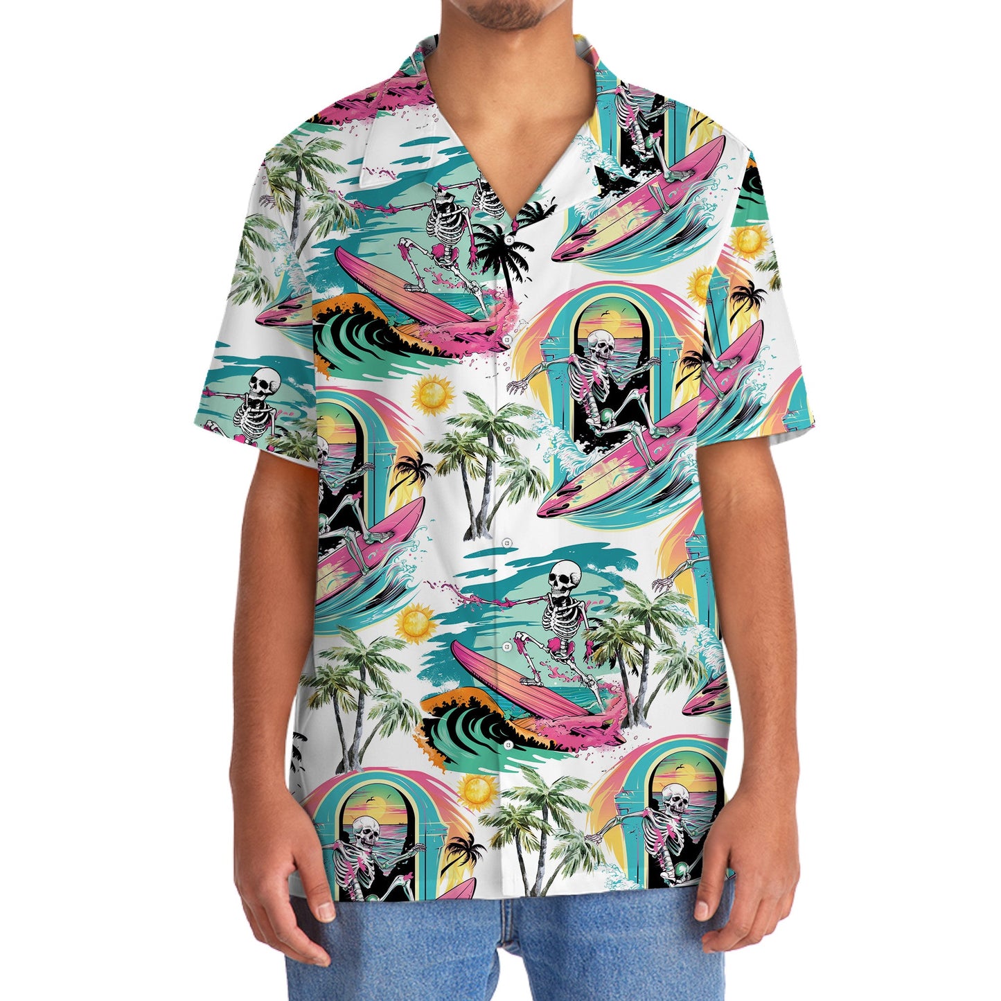 Skull Surfing Beach Wave Style – Hawaiian Shirt