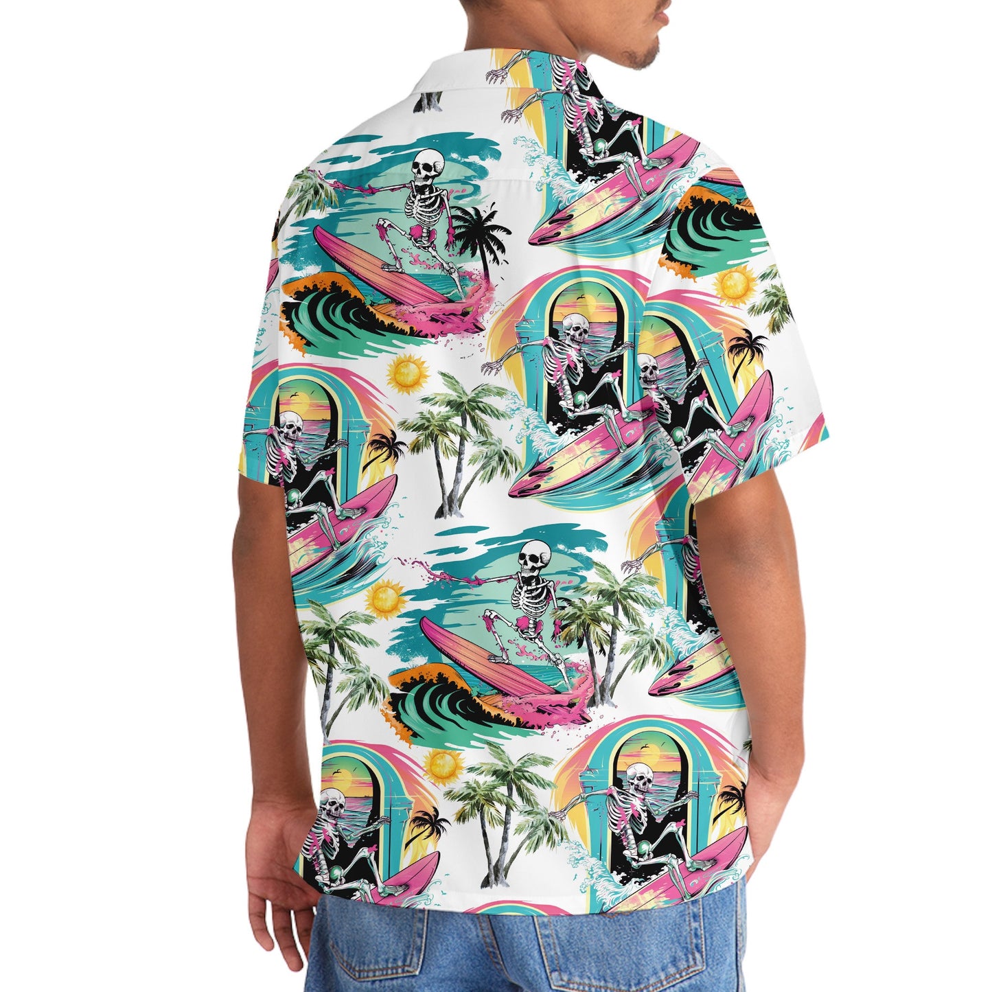 Skull Surfing Beach Wave Style – Hawaiian Shirt