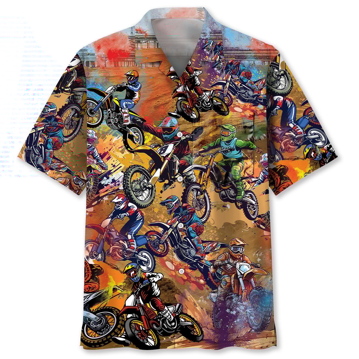 Dirt Bike Vintage Art Pocket Hawaiian Shirt
