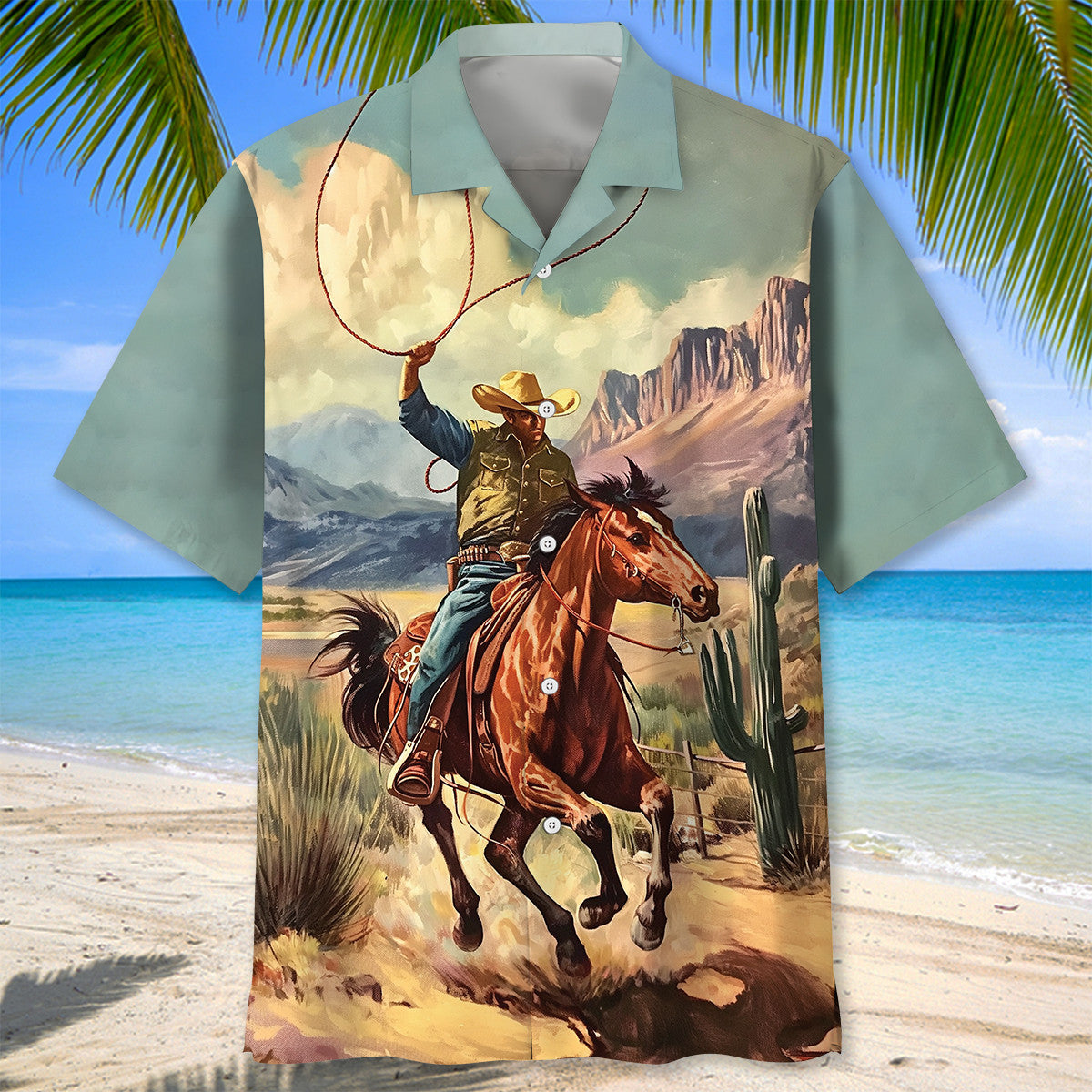 Vintage Cowboy Bucking Retro Style – Hawaiian Shirt