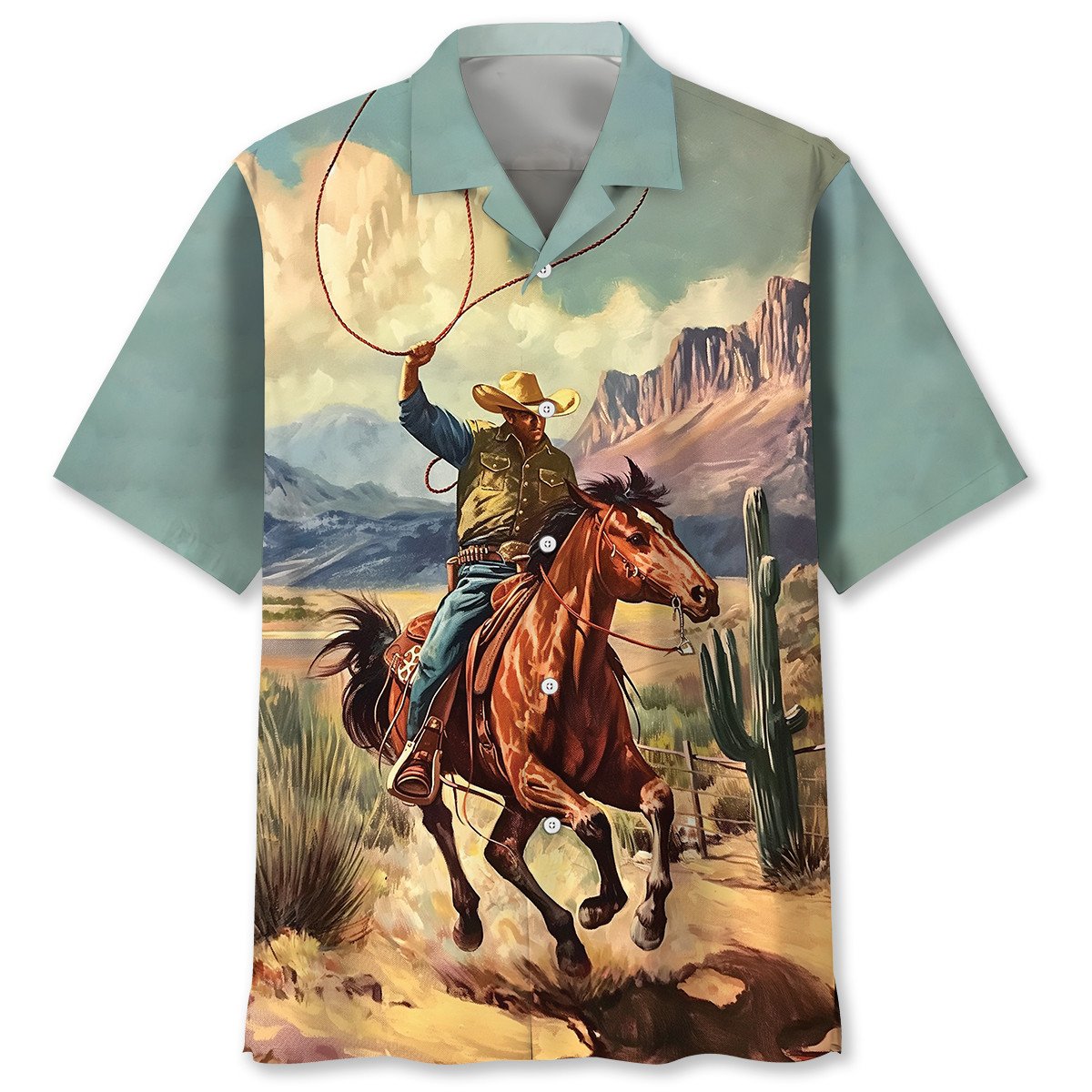 Vintage Cowboy Bucking Retro Style – Hawaiian Shirt