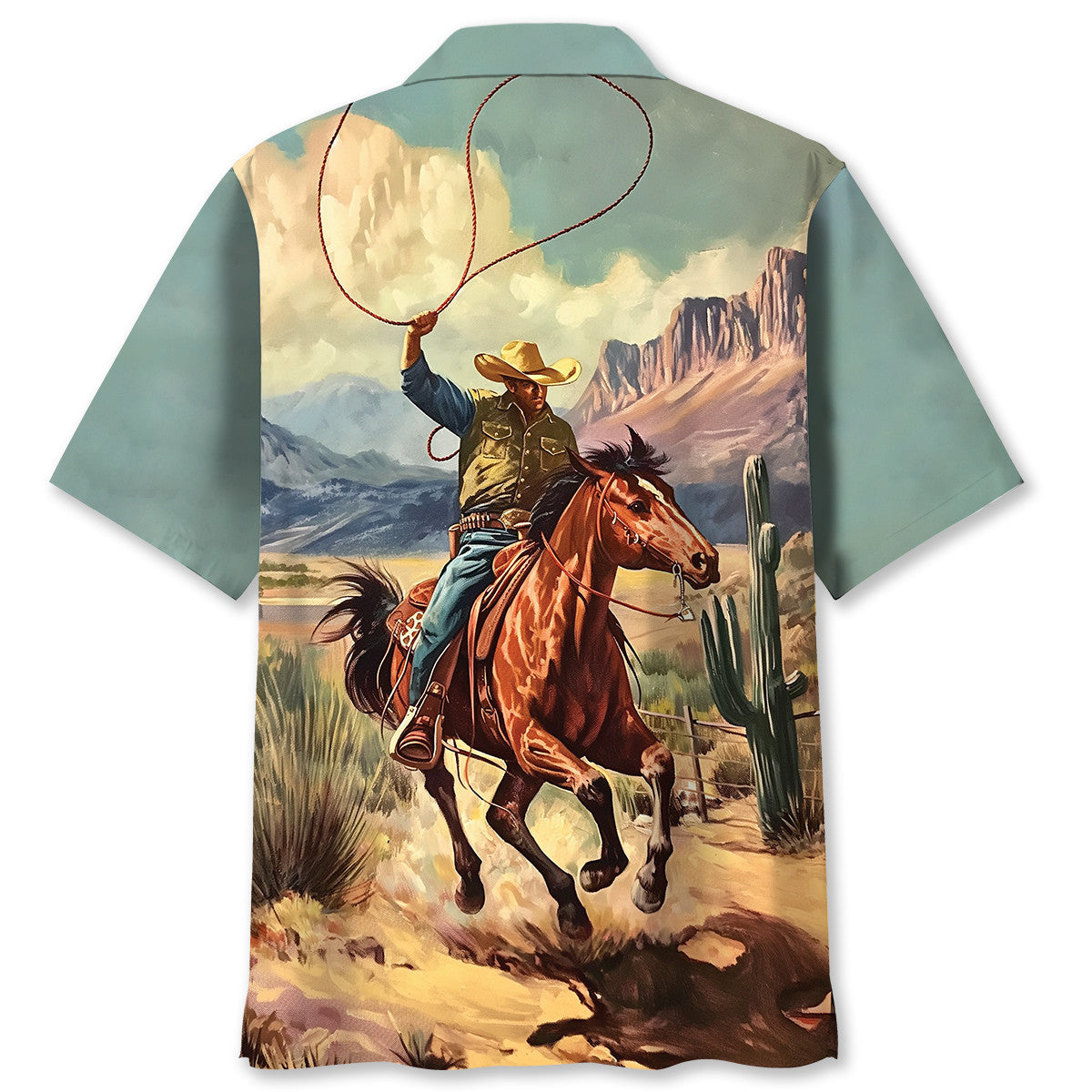 Vintage Cowboy Bucking Retro Style – Hawaiian Shirt