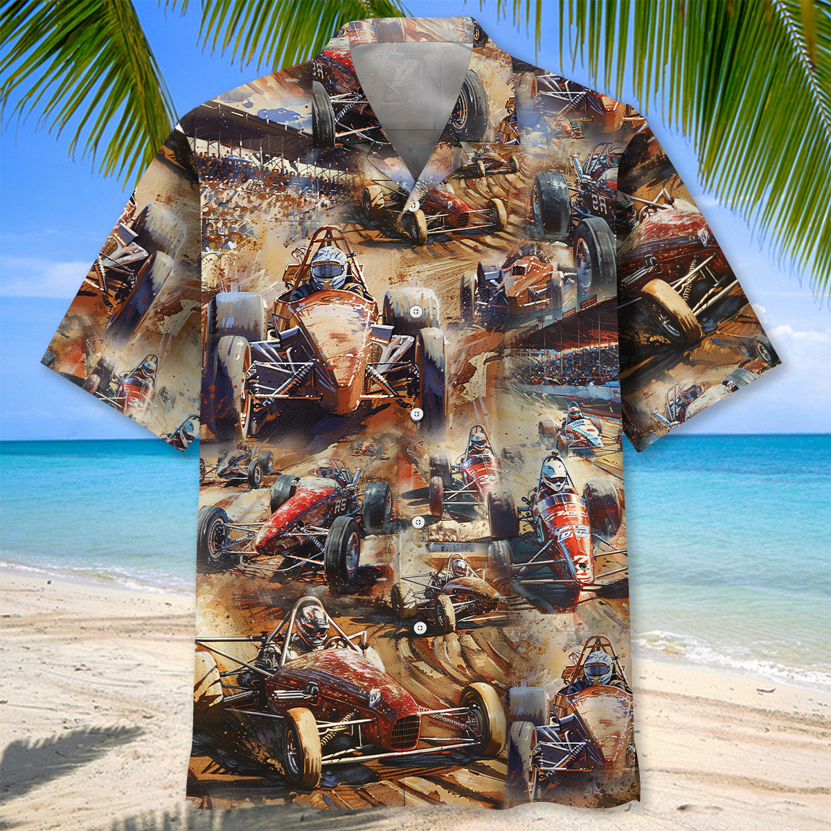 Vintage Dirt Track Racing Sprint Car Style – Hawaiian Shirt