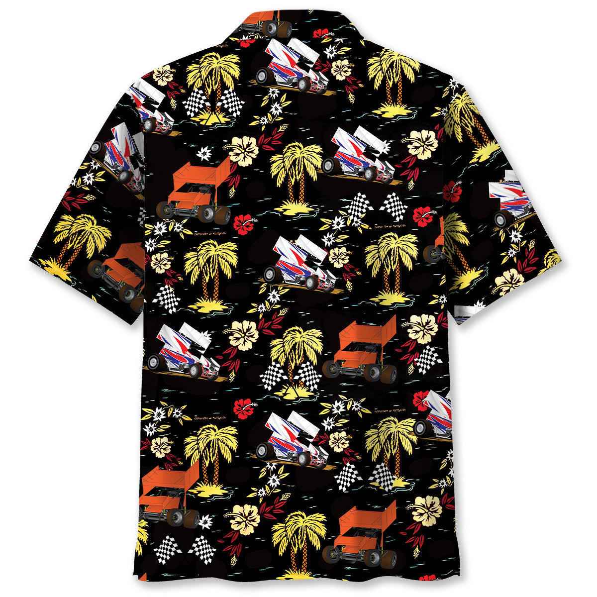 Black Dirt Track Racing Sprint Car Hawaiian Shirt