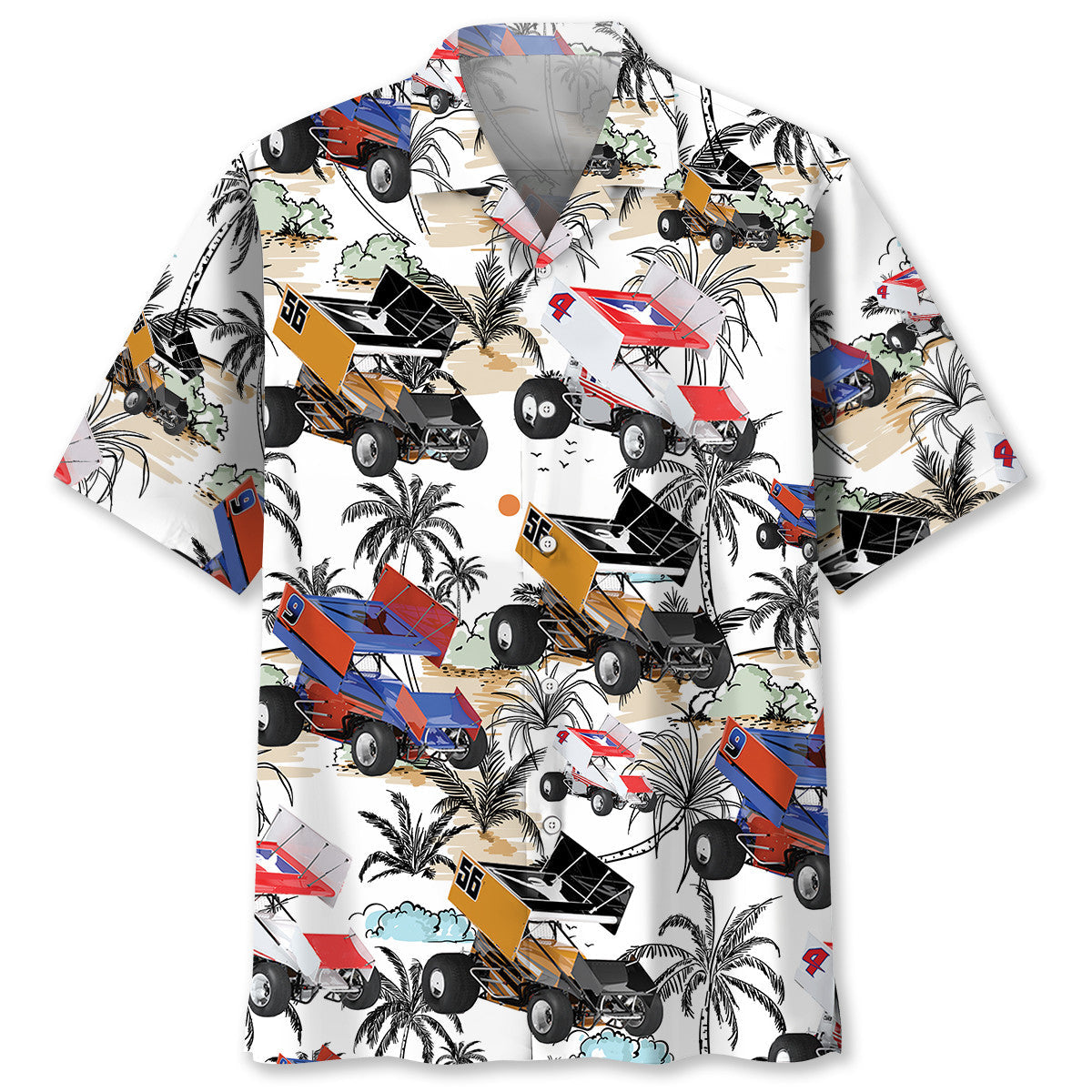 Tropical Sprint Car Racing Retro Style – Hawaiian Shirt