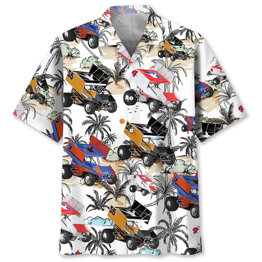 Tropical Sprint Car Racing Retro Style – Hawaiian Shirt
