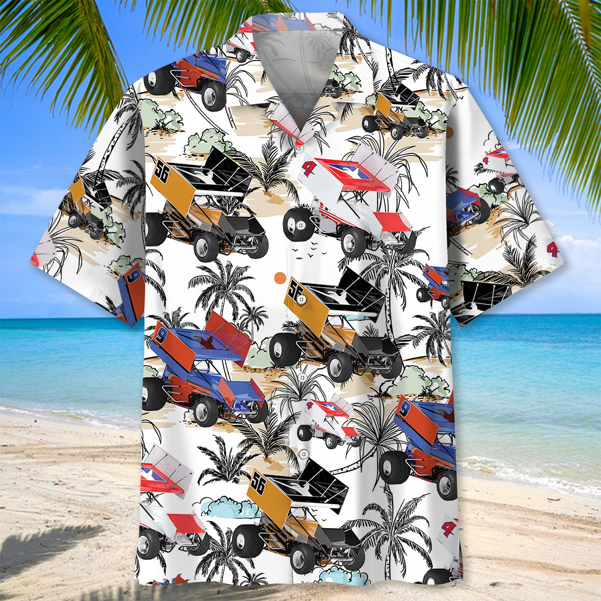 Tropical Sprint Car Racing Retro Style – Hawaiian Shirt