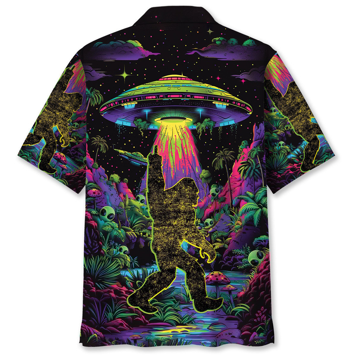 Alien Bigfoot Night Forest Style – Hawaiian Shirt