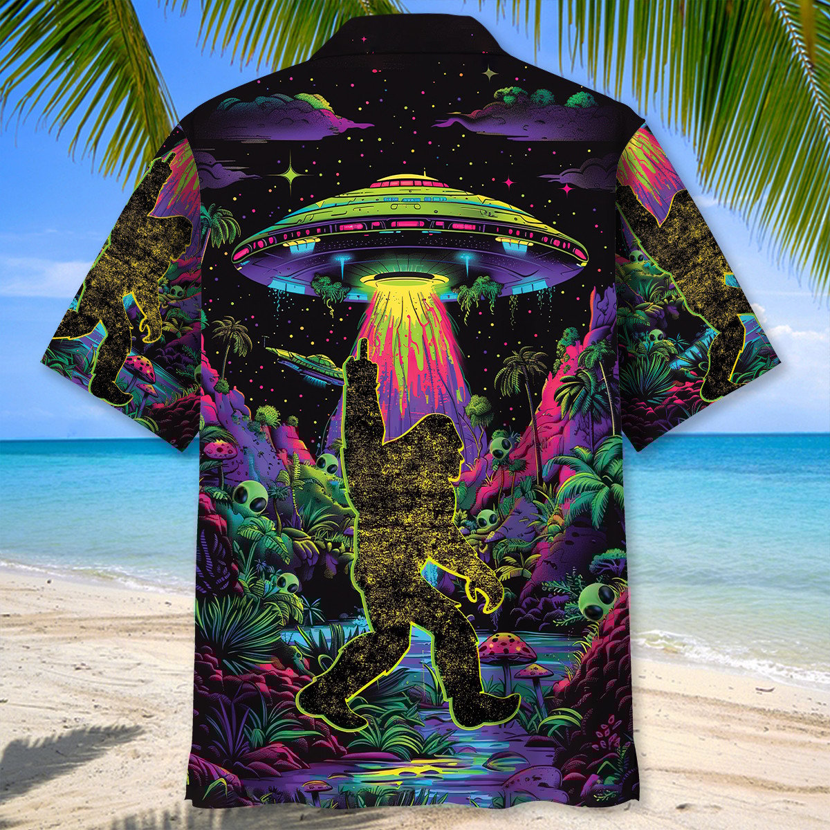 Alien Bigfoot Night Forest Style – Hawaiian Shirt