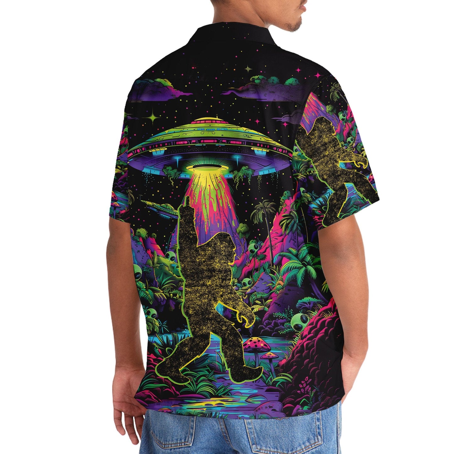 Alien Bigfoot Night Forest Style – Hawaiian Shirt