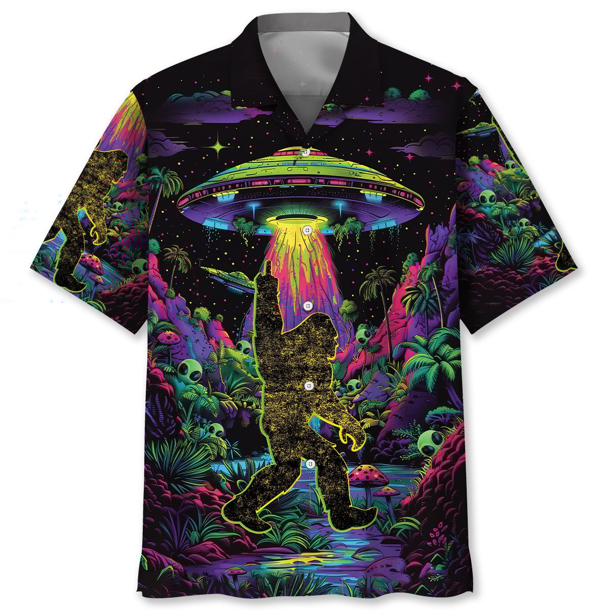 Alien Bigfoot Night Forest Style – Hawaiian Shirt