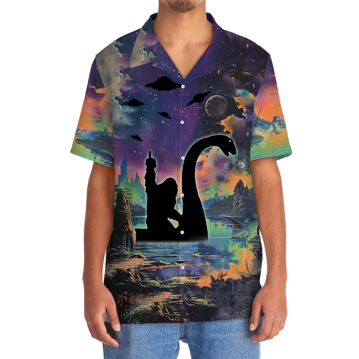 Bigfoot Nessie Night Hawaiian Shirt