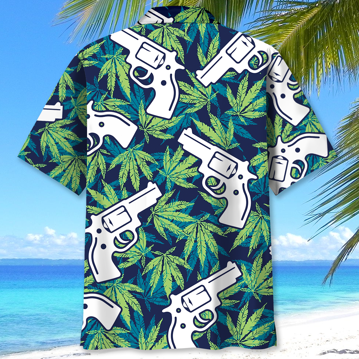 Marijuana Leaf Guns Hawaiian Shirt