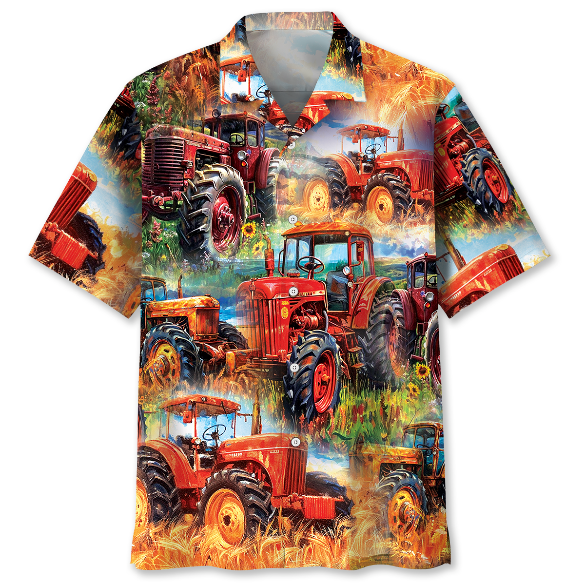 Vintage Tractor Art Hawaiian Shirt