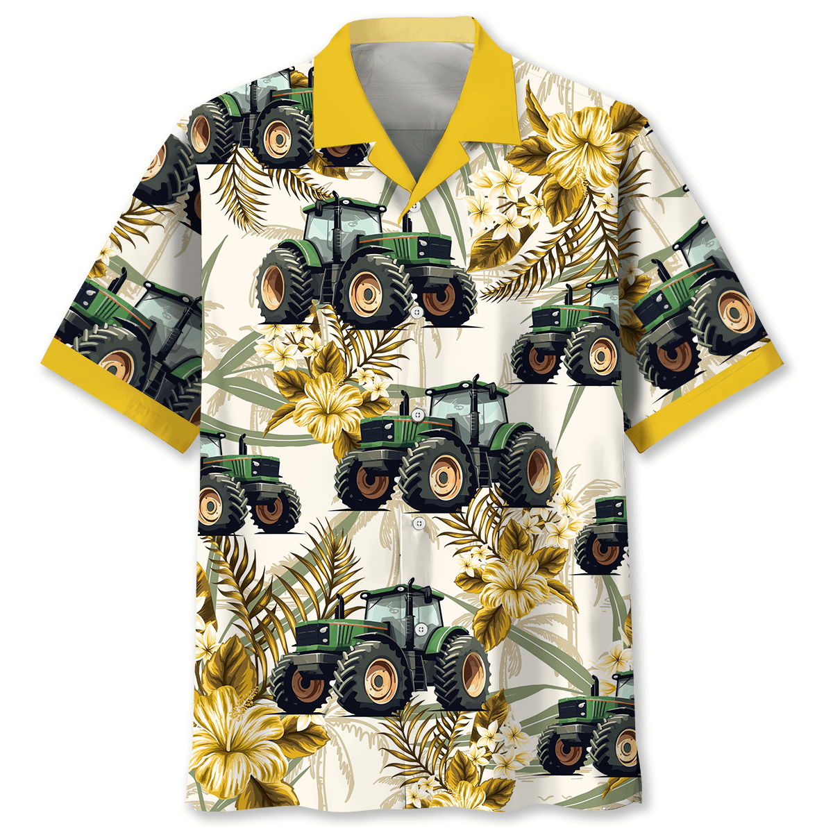 Tropical Green Tractor Hawaiian Shirt
