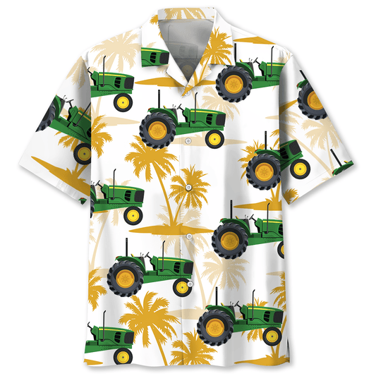 Palm Tree Green Tractor Hawaiian Shirt