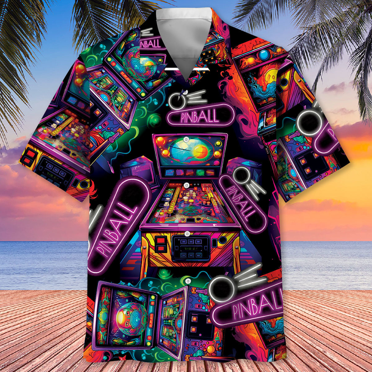 Neon Pinball Arcade Hawaiian Shirt