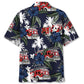 Fire Truck Dark Blue Hawaiian Shirt