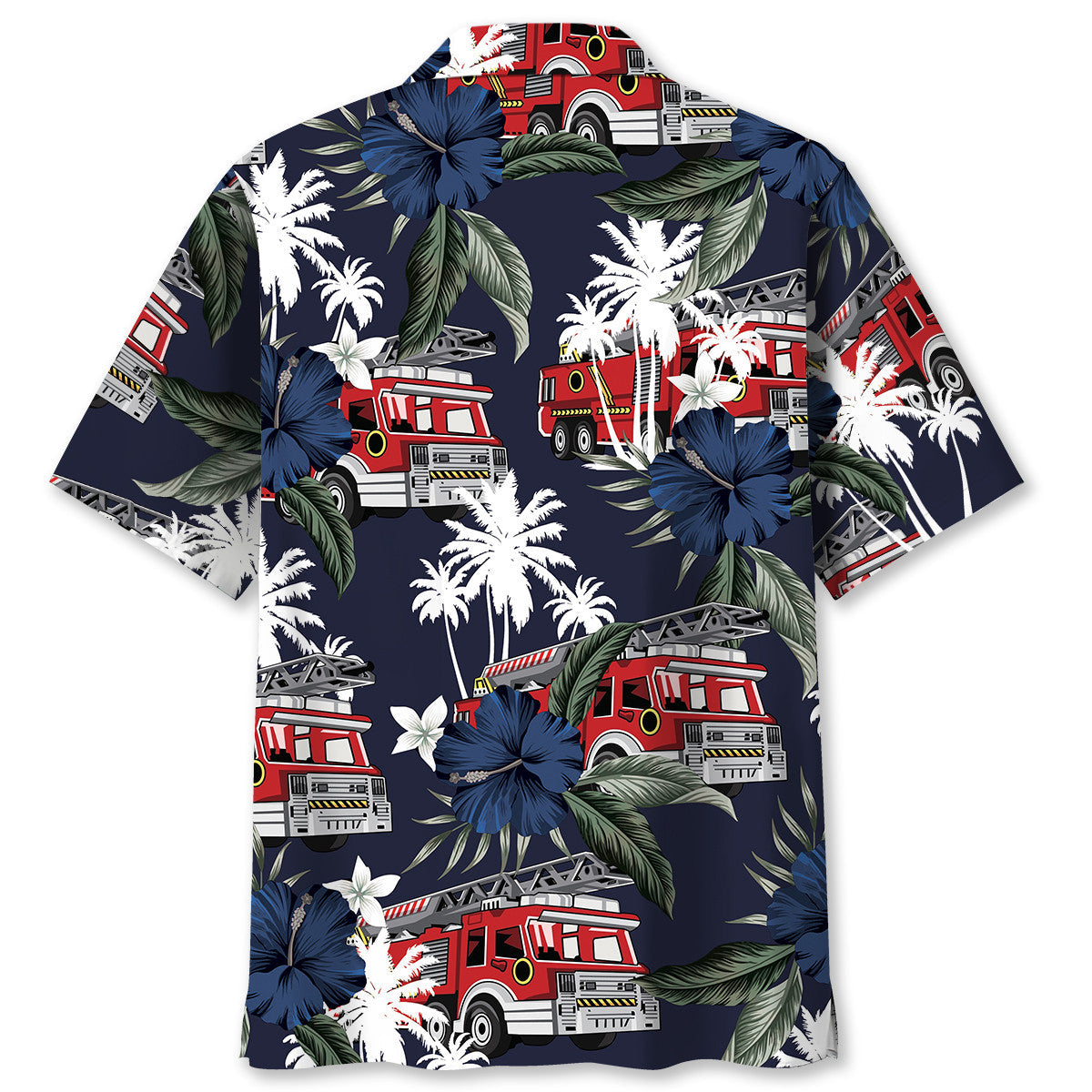 Fire Truck Dark Blue Hawaiian Shirt