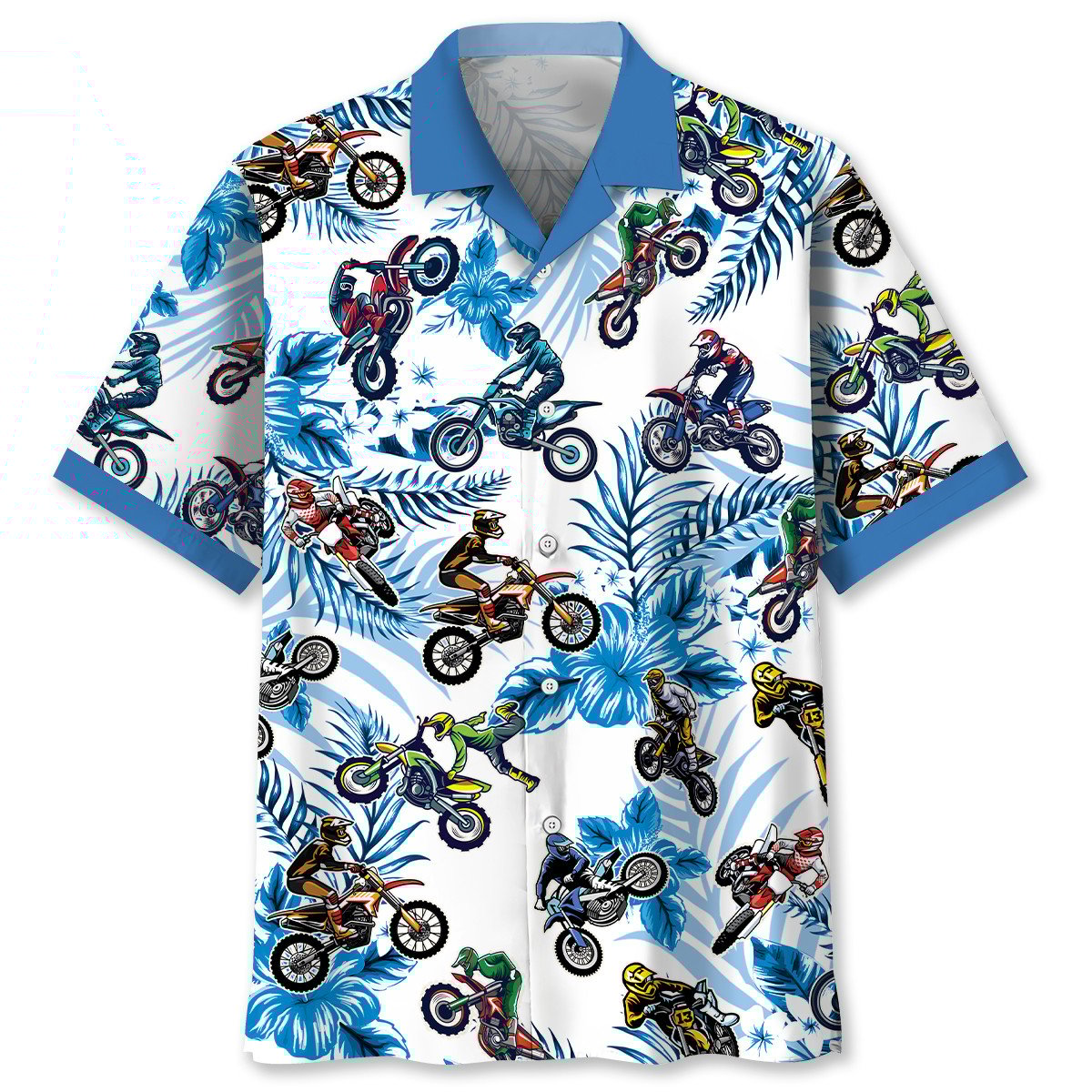 Blue Dirtbike Racing Hawaiian Shirt