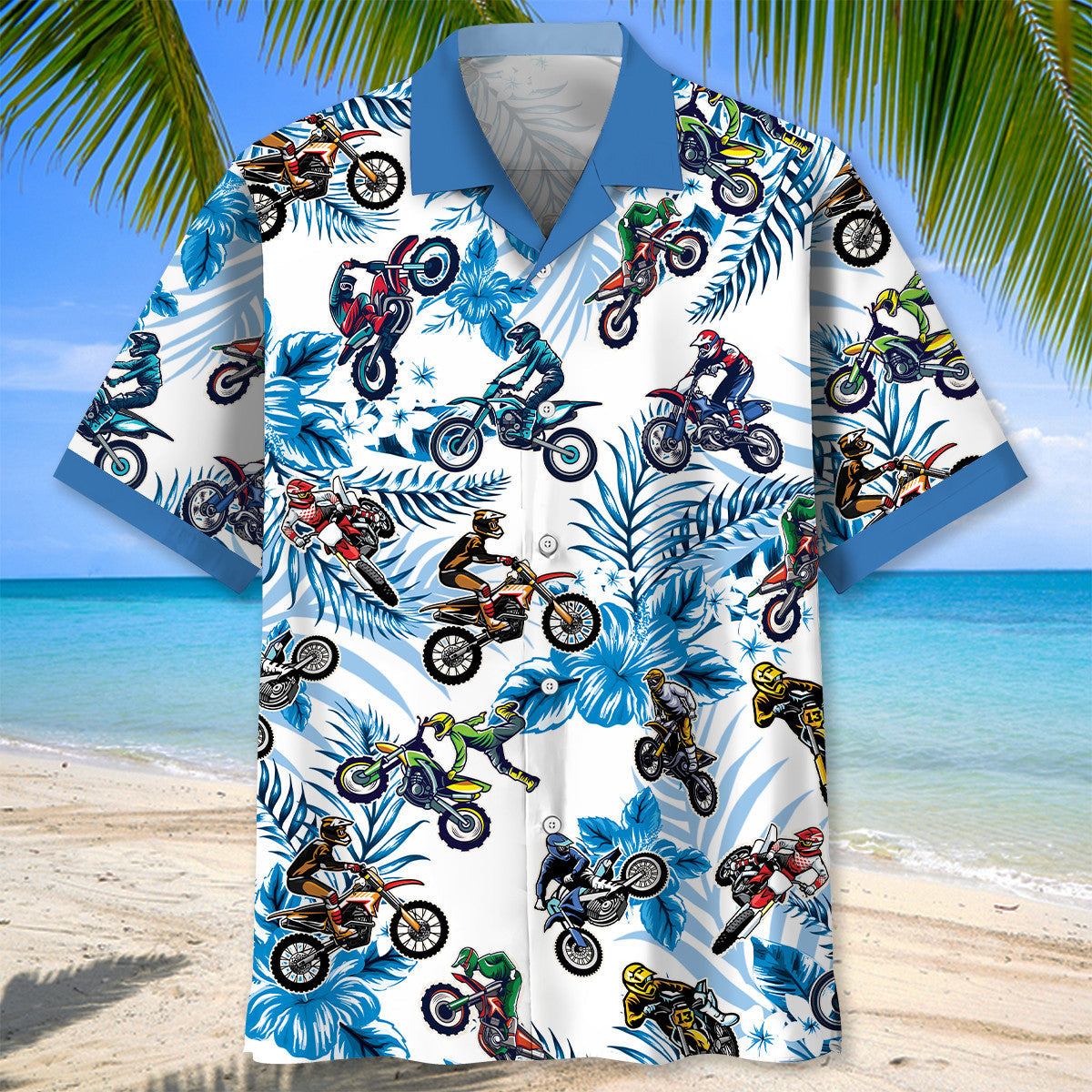 Blue Dirtbike Racing Hawaiian Shirt
