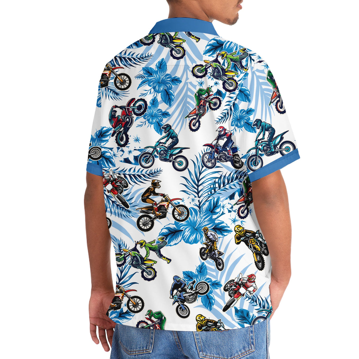 Blue Dirtbike Racing Hawaiian Shirt