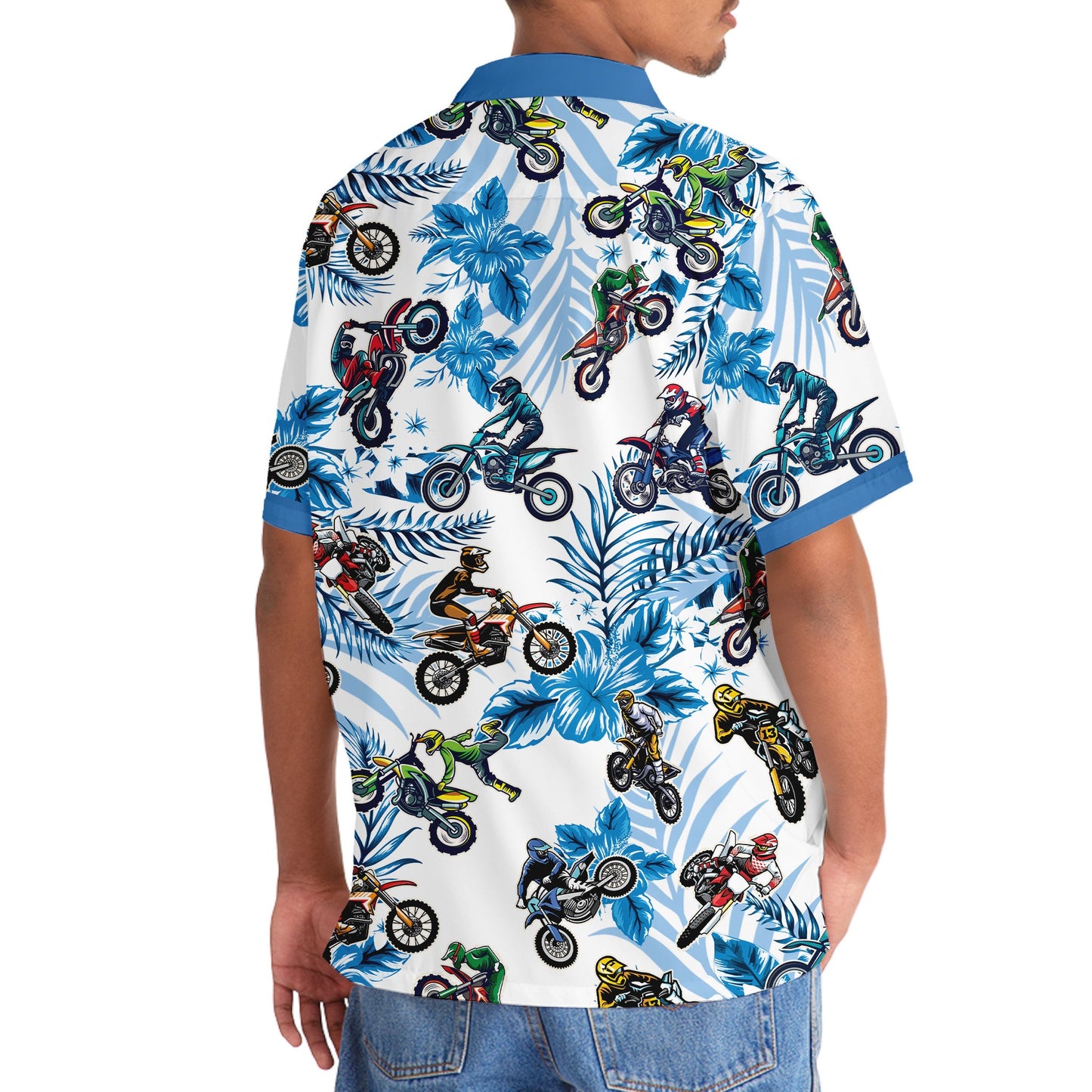 Blue Dirtbike Racing Hawaiian Shirt
