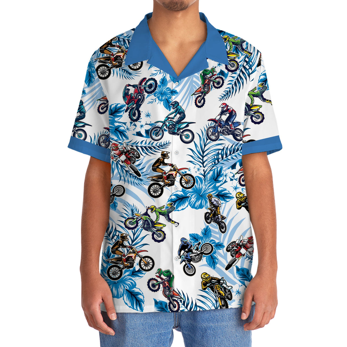 Blue Dirtbike Racing Hawaiian Shirt