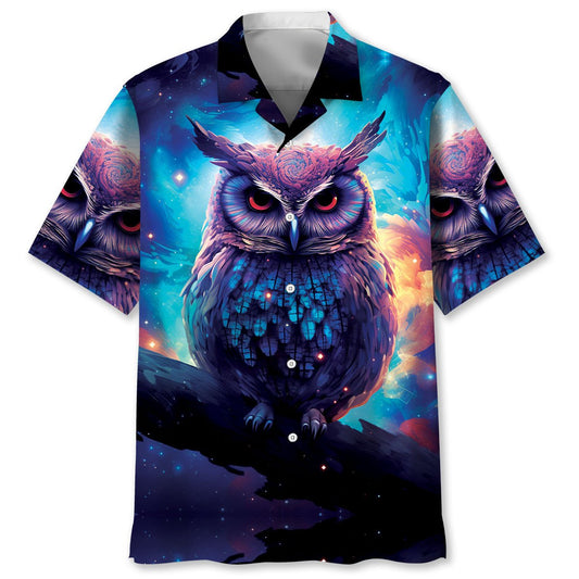Night Sci-fi Owl Art Hawaiian Shirt